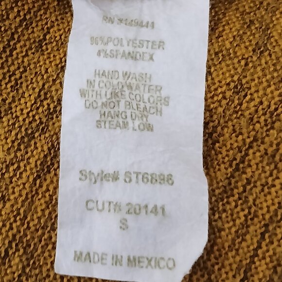 Ember Sweater S Cowl Turtleneck Mustard Gold Laced Shoulder Half Sleeve Soft - Picture 10 of 10